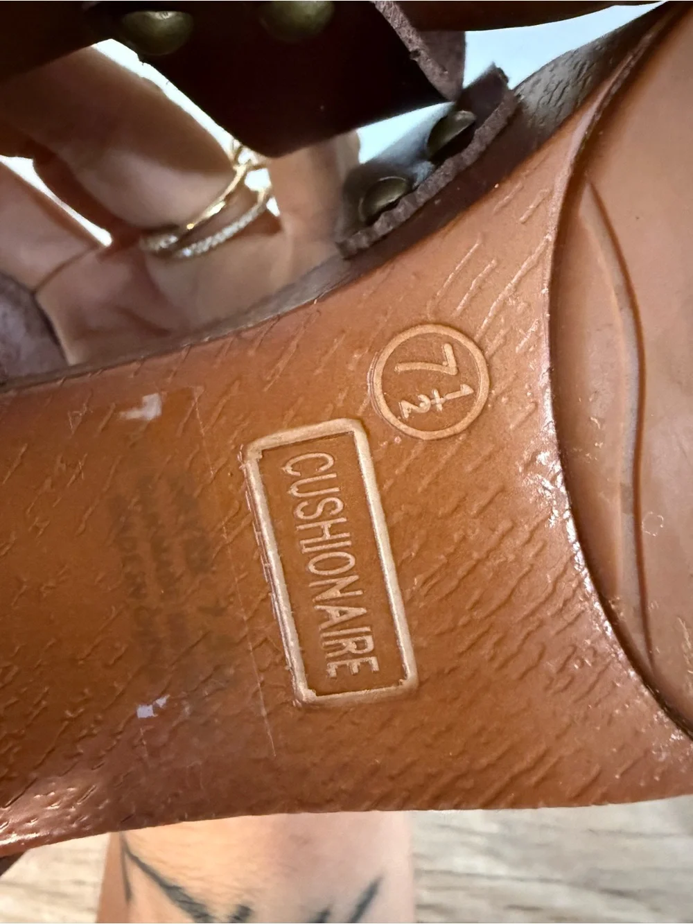 Cushionaire Classic Brown Platform Sandals with Ankle Strap